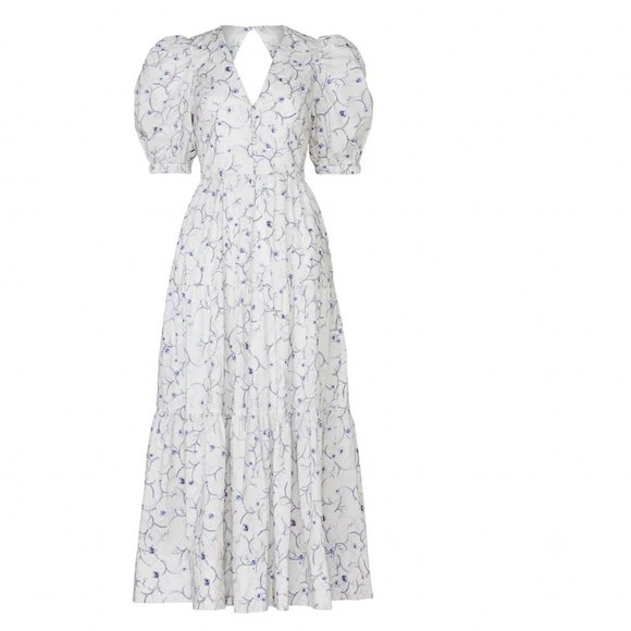 Nicholas Celie Maxi Dress 6 Floral Print V-Neck Purple/White - Picture 3 of 16